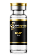 MMpeptides DSIP 5mg research peptide vial with matte black and gold label