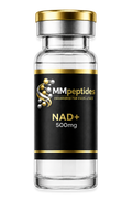 MMpeptides NAD+ 500mg vial with matte black and gold label