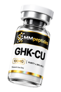 MMpeptides GHK-Cu 100mg copper peptide research vial, lyophilised, ≥99% HPLC purity, for laboratory research use only