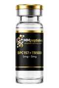 MMpeptides BPC-157 and TB-500 5mg research peptide blend vial with black and gold label
